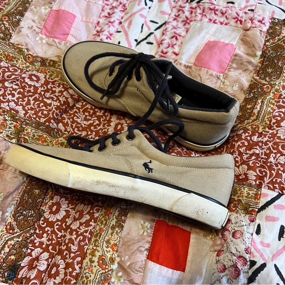 Boys 1 Ralph Lauren Tan Canvas Sneakers